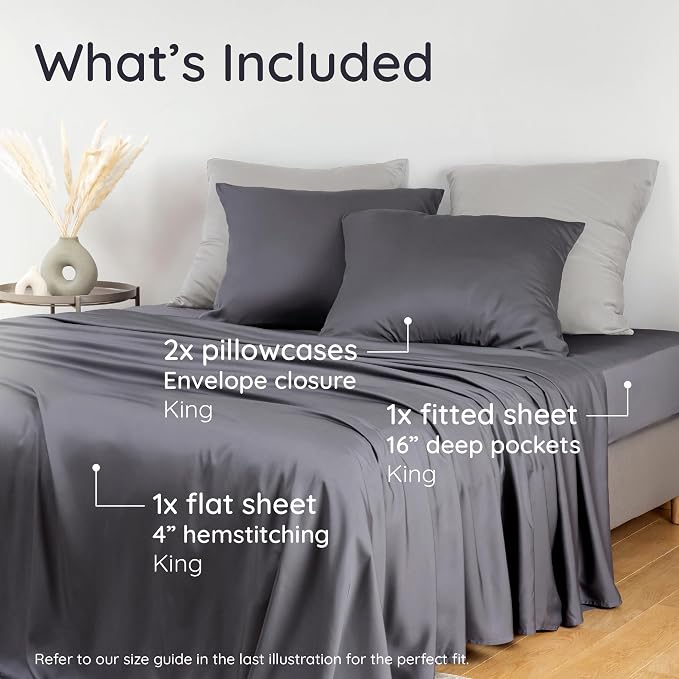 Bambaw 100% Viscose Derived from Bamboo Sheets King Size Set – 4pcs Cooling - Image 2