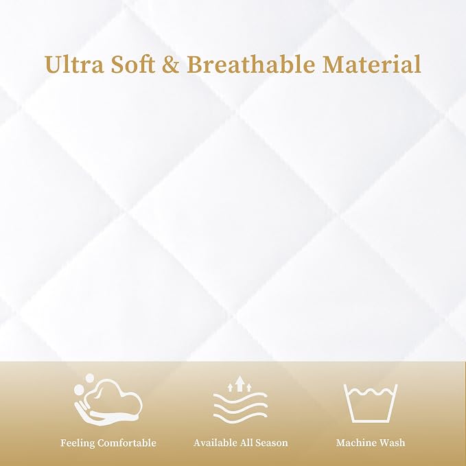 Quilted Fitted Twin Mattress Pad Cover, Waterproof Mattress Protector, Deep - Image 4