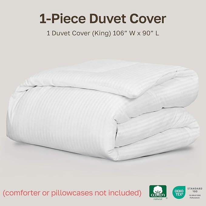 California Design Den Striped White Duvet Cover King Size Only - Image 5