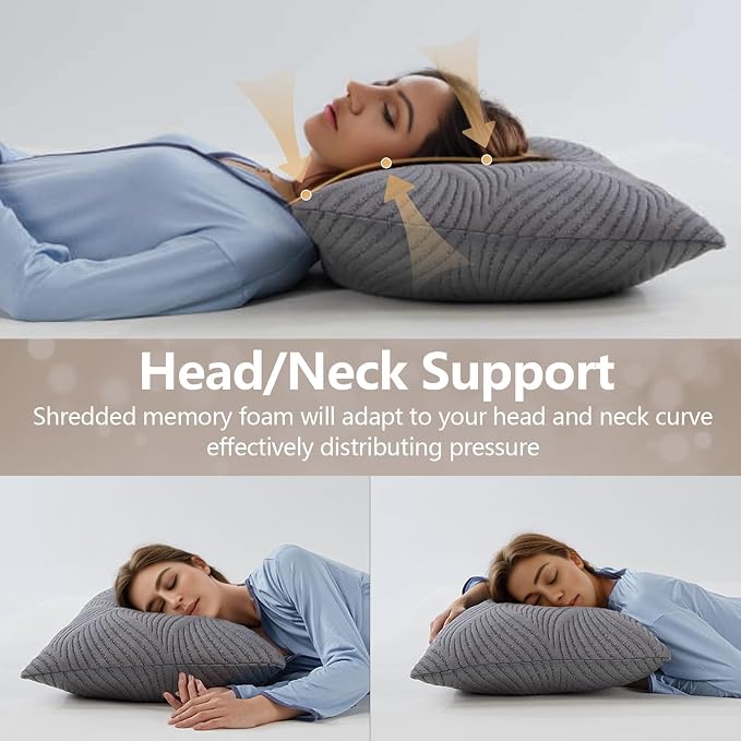 Pillows Queen Size Set of 2 Cooling Memory Foam Pillows - Image 4