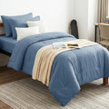 CozyLux Twin Comforter Set Grayish Blue, 5 Pieces Bed in a Bag Twin Comforter by CozyLux