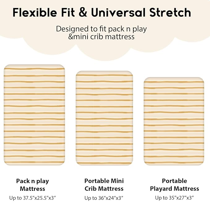 Yoofoss Pack and Play Sheets Fitted, Mini Crib Sheets 2-Pack - Image 3