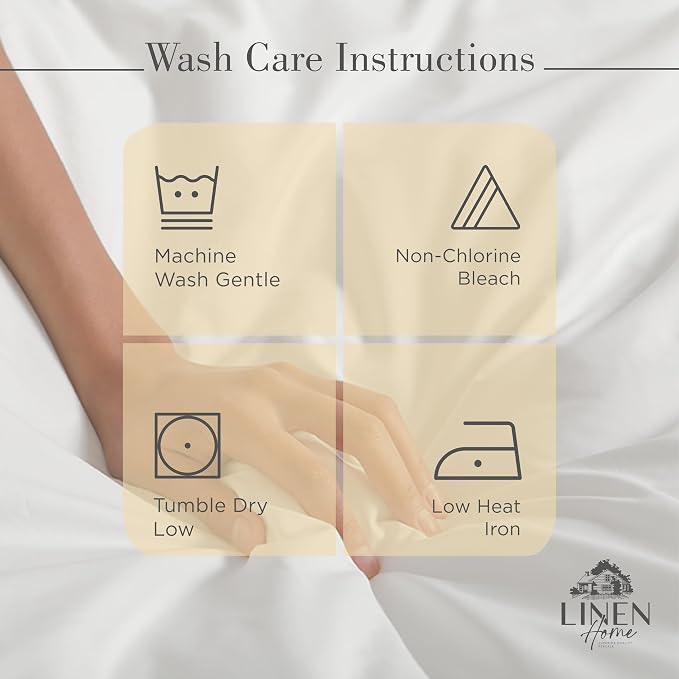 Linen Home 100% Cotton Percale Sheets Full Size, Deep Pocket, 4 Pieces Set - Image 5