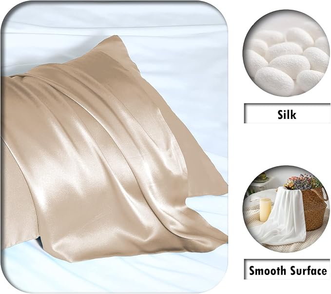 Silk Pillow Cases 2 Pack, Soft Breathable and Sliky Standard Size Pillow Cases - Image 2