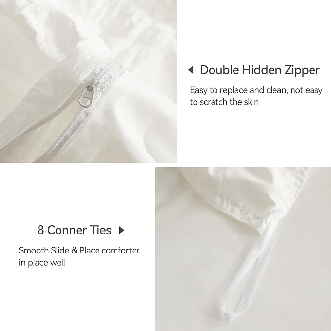 JELLYMONI White Duvet Cover Queen Size, Soft Breathable Seersucker Duvet Cover - Image 5