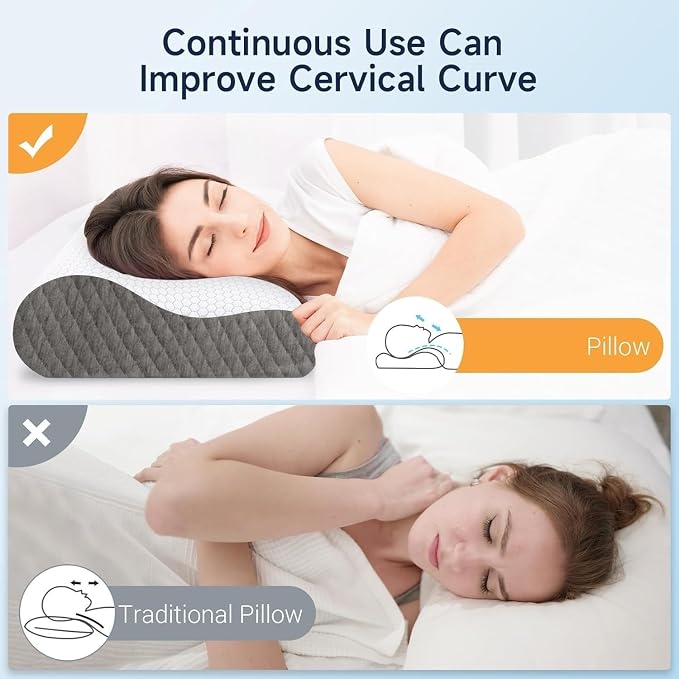 CloudBliss Memory Foam Pillow, Ergonomic Neck Contour Cervical Pillow - Image 3