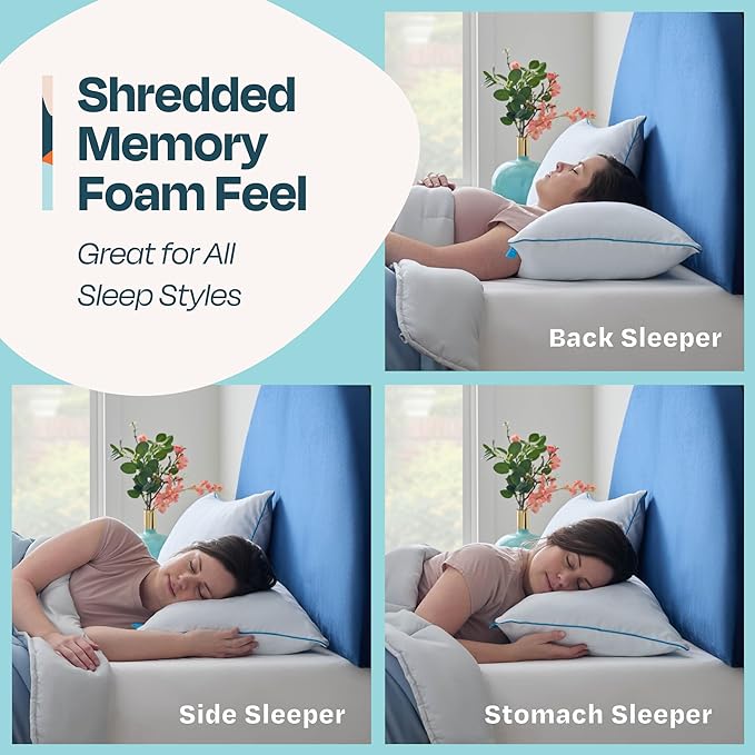 Linenspa Two Pack Shredded Gel Memory Foam Pillow, King Size – Cooling Bed - Image 4