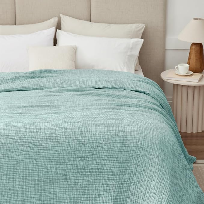 100% Cotton Muslin Blanket California King 120" x 90", 6 Layers Breathable and - Image 2