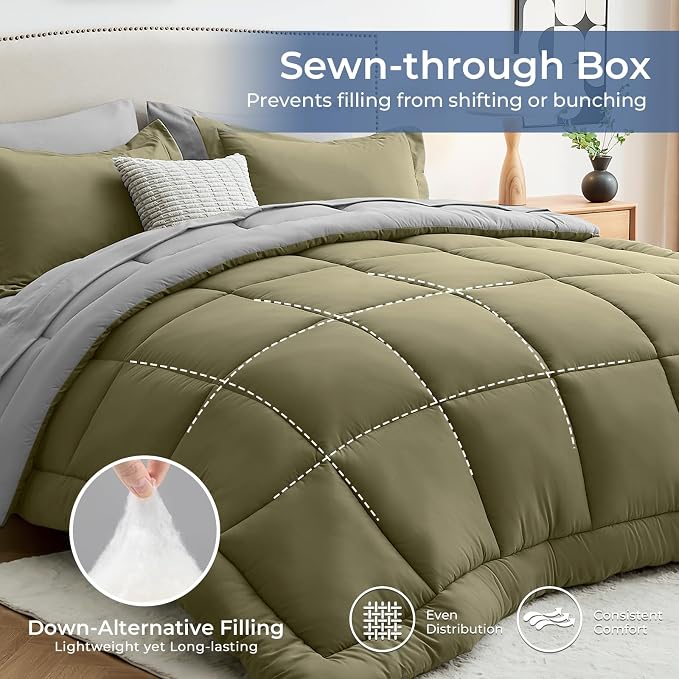 Sasttie Full Size Comforter Sets, 7 Pieces Reversible Bed in a Bag Full - Image 4