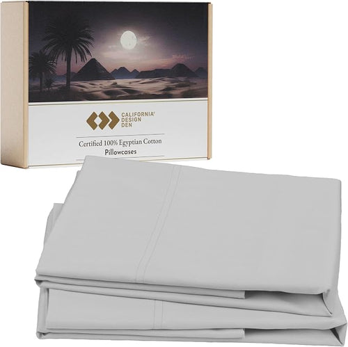 100% Egyptian Cotton Pillowcases Standard Set of 2, Sateen Weave, Soft and by CaliforniaDesignDen
