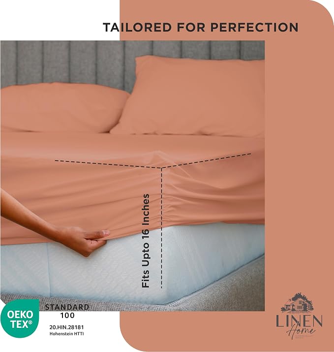 Linen Home 100% Cotton Percale Weave King Fitted Sheet Only - Image 3