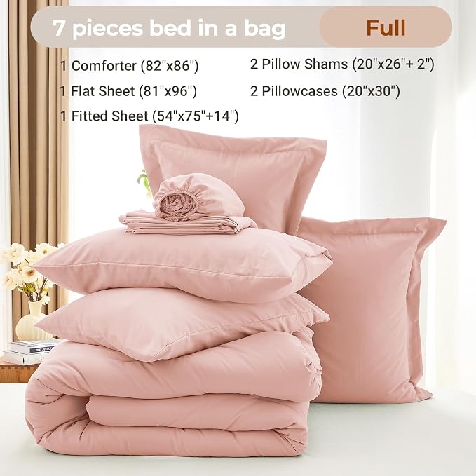 MUXHOMO 7 Pieces Full Comforter Set, Soft Bed in a Bag Full Size, All Season - Image 4