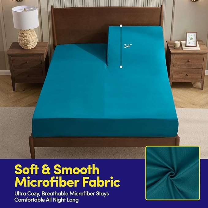 Split Head King Sheets Set for Adjustable Beds 4 Piece Flex Top Bed Sheets – - Image 3