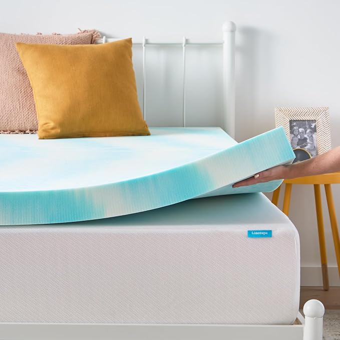 Linenspa 4 Inch Swirl Gel Memory Foam Mattress Topper, King Size – Cooling Gel - Image 8
