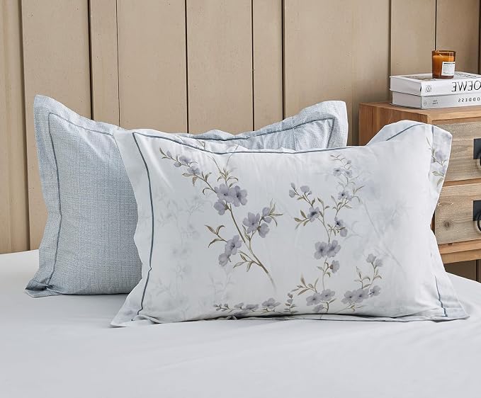 SLEEPBELLA Reversible Duvet Cover King, Elegant Purple Blossom on White - Image 4