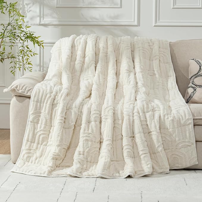 Wemore Jacquard Fleece Weighted Blanket King Size 80" x 87" 15lbs, Ultra Soft - Image 9