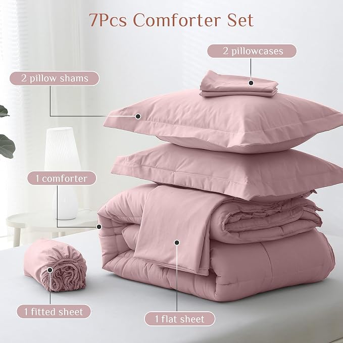 JOLLYVOGUE Queen Comforter Set, Ultra-Soft Bed in a Bag Queen Size 7 Pieces - Image 5