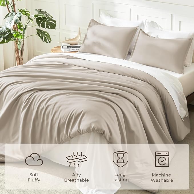 Litanika Twin XL Comforter Set Dark Oatmeal, 2 Pieces Extra Long Dorm Bedding - Image 3