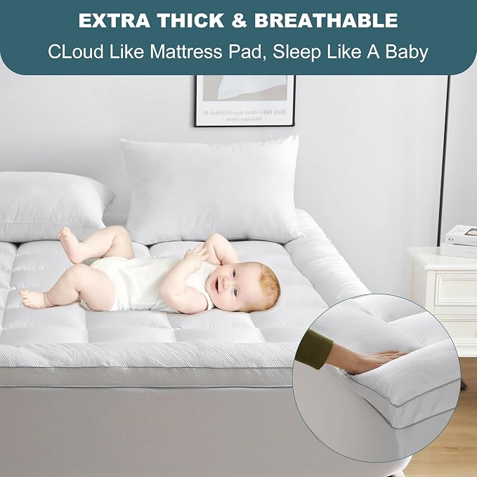 UNILIBRA Cal King Size Mattress Pad Pillow Top Mattress Cover Padded - Image 3
