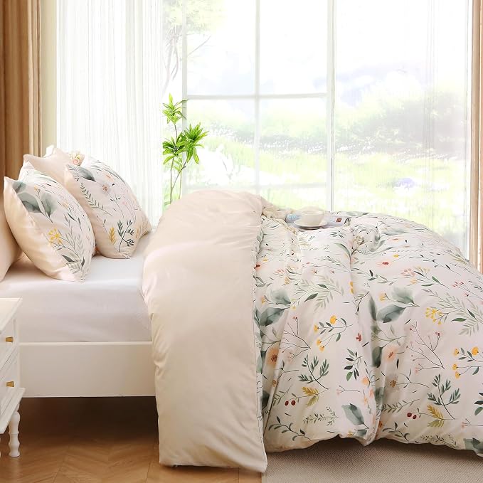MUXHOMO Duvet Cover Queen Size, Reversible Floral Vintage Duvet Cover Set - Image 4
