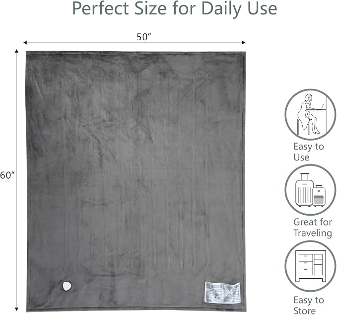 Tefici Electric Heated Blanket Throw, Super Cozy Soft 2-Layer Flannel 50" x 60" - Image 7