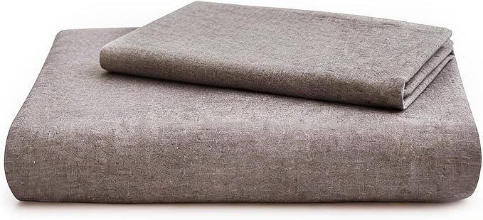 LOVQUE 100% Cotton Duvet Cover Set Twin Size, Mauve Brown Linen-Like Natural - Image 7
