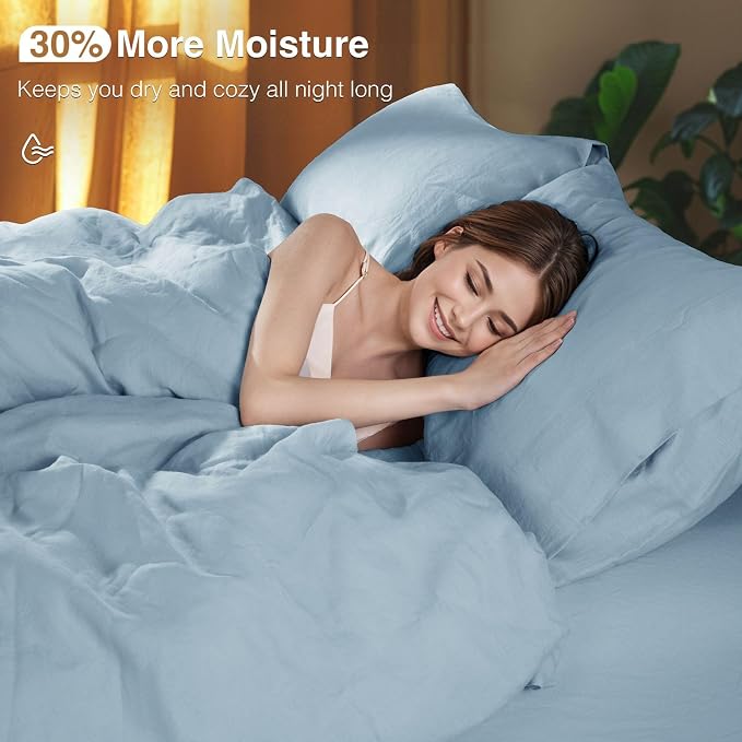 SONORO KATE 100% French Linen Duvet Cover King Size, Soft Breathable - Image 4