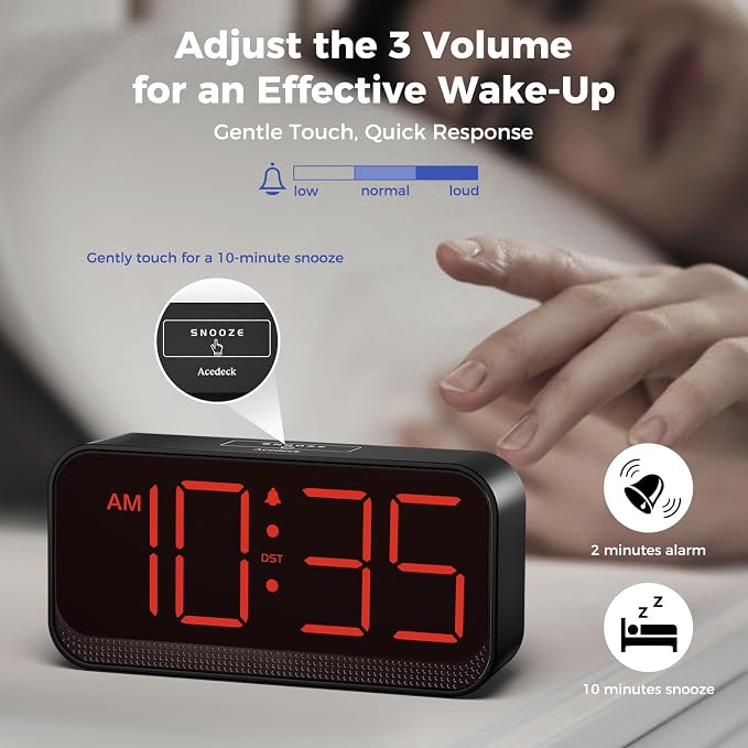 Acedeck Battery Operated Digital Clock: Cordless Small Alarm Clock - Image 6