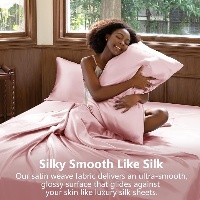 CozyLux Satin Sheets Queen Size Bed Set - Image 3