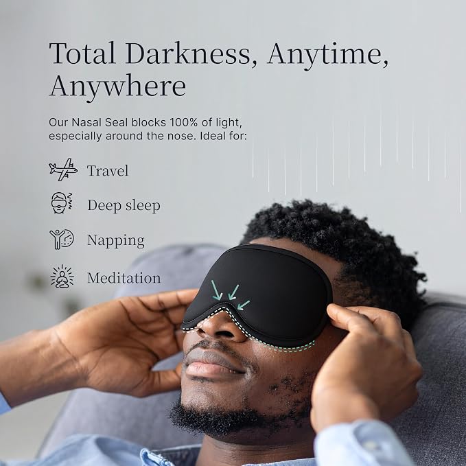 Nox Sleep 3D Sleep Mask for Men, 100% Blackout Eye Mask for Sleep, Ice Silk - Image 3