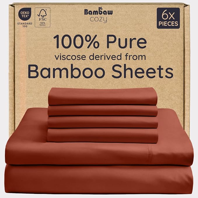Bambaw 100% Viscose Derived from Bamboo Sheets King Size – 6pcs King Cooling by Bambaw