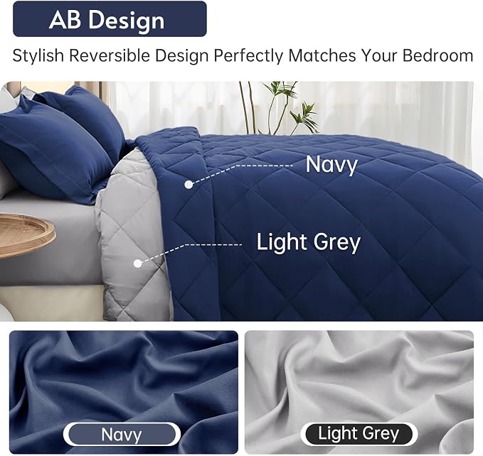MUXHOMO 5 Pieces Twin XL Comforter Set, Reversible Bed in a Bag Twin XL Size - Image 3
