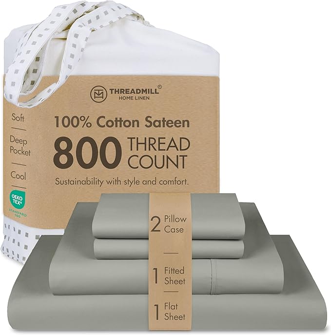 Threadmill Luxury 800 Thread Count Queen 100% Cotton Sheets by ThreadmillHomeLinen