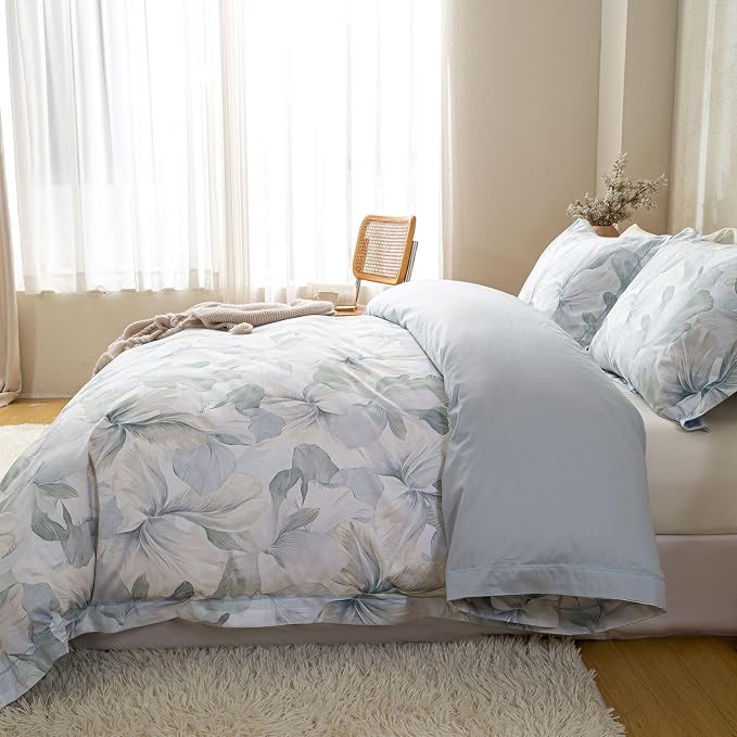 OAITE Duvet Cover Set Queen Size Floral Pattern Ultra Soft 100% Cotton Duvet - Image 5