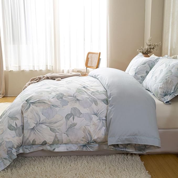 OAITE Duvet Cover Set King Size Floral Pattern Ultra Soft 100% Cotton Duvet - Image 5