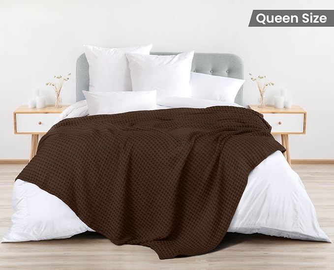 Utopia Bedding 100% Cotton Waffle Weave Blanket Queen Size - Image 2