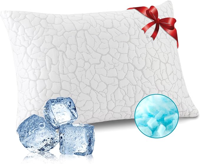 Cooling Pillows for Sleeping 1 Pack, Queen Size Adjustable Shredded Memory Foam by WGAKCED