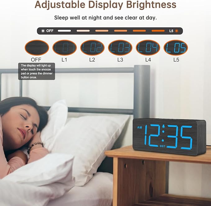 DreamSky Wooden Digital Alarm Clock - Image 4