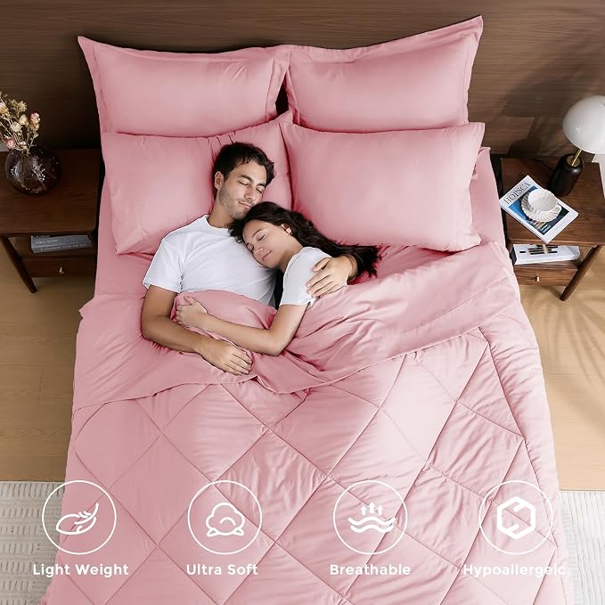 HEVUMYI Pink King Comforter Set - Image 2