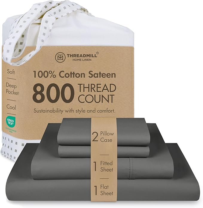Threadmill Luxury 800 Thread Count Queen 100% Cotton Sheets by ThreadmillHomeLinen