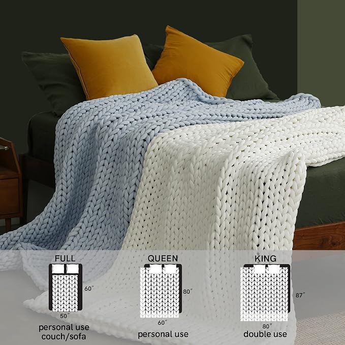 YnM Cooling Weighted Blanket, Handmade Chunky Yarn Knitted Design, Temperature - Image 6