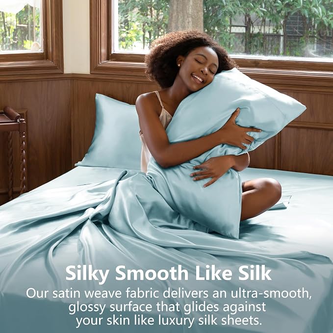 CozyLux Satin Sheets Queen Size Bed Set - Image 3