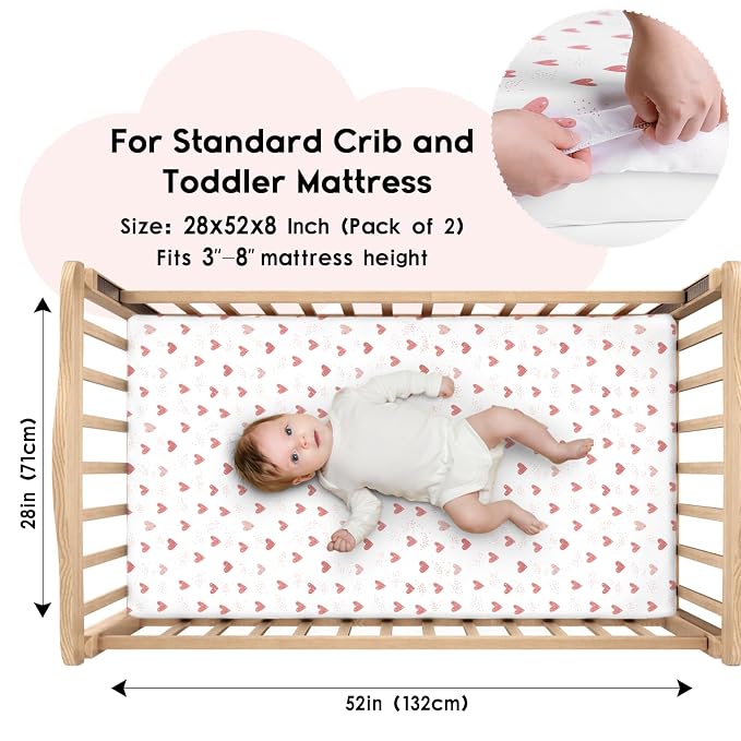 Yoofoss Baby Crib Sheets for Boys Girls, Fitted Crib Sheet 2 Pack for Standard - Image 2