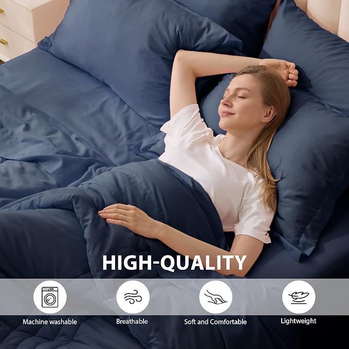 Queen Comforter Set Navy - Image 4