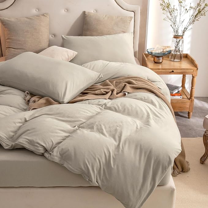 PURE ERA Jersey Knit Duvet Cover Set 100% T-Shirt Cotton Super Soft Comfy 3pc - Image 3