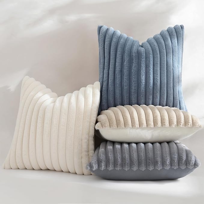 decorUhome Cozy Faux Fur Throw Pillow Covers 22x22 Set of 2 Decorative Soft - Image 5