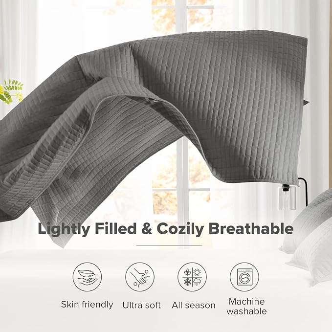 Comfort Spaces Charcoal Oversized King Quilt Set 120"x118" Bedspread Quilted - Image 4
