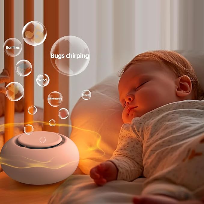 Portable Baby Sound Machine 15 Hours Battery Life, Clips on Baby Stroller.Peach - Image 3