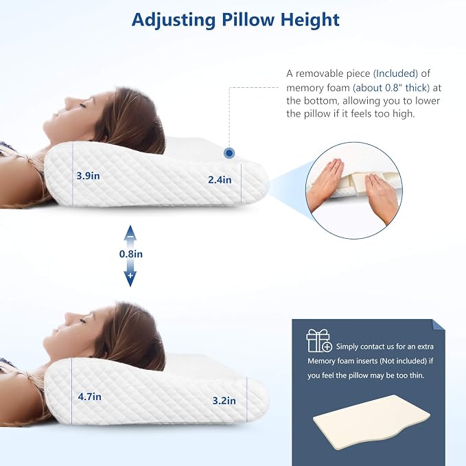 ZAMAT Memory Foam Pillow for Neck Pain Relief, Adjustable Orthopedic Ergonomic - Image 4
