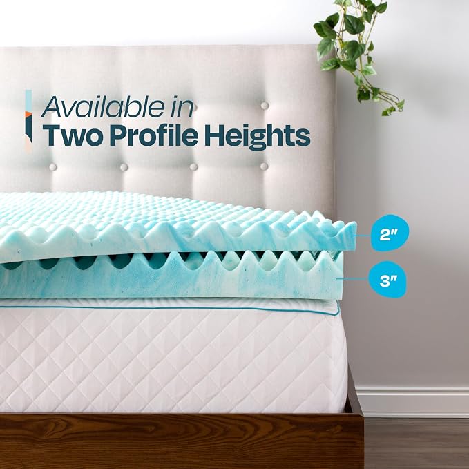 Linenspa 3 Inch Gel Memory Foam Mattress Topper – Egg Crate Style, Reversible - Image 5